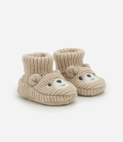 Zapato Infantil en Punto con Carita de Osito – Talle RN a 12 Meses