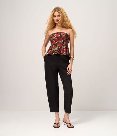 Pantalón Carrot en Crepé con Cintura de Elástico