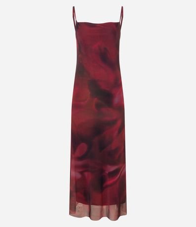 Vestido Long Midi en Tule con Estampa Floral Blur 5