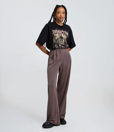 Pantalón Wide Leg Sastre con Raya de Tiza