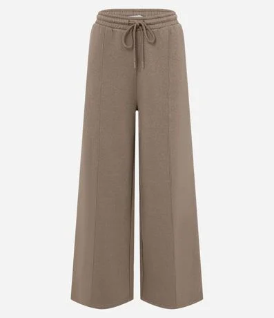 Pantalón Wide en Algodón con Felpa Liso