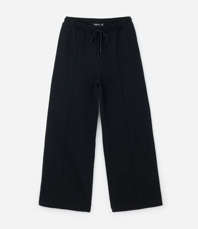 Pantalón Wide en Algodón con Felpa Liso