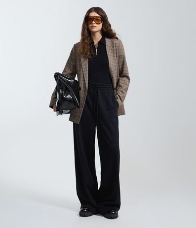 Pantalón Wide en Algodón con Felpa Liso 1