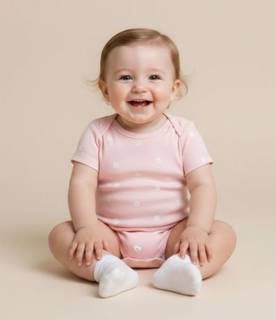 Body Infantil con Estampa de Margaritas - Tam  RN a 18 meses