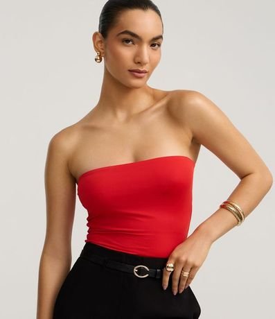 Blusa Ajustada Sin Bretel en Poliamida