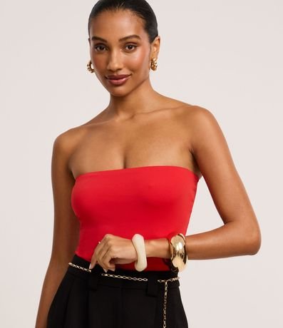 Blusa Ajustada Sin Bretel en Poliamida