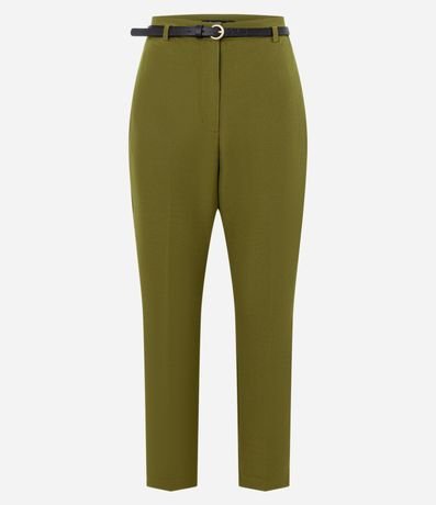 Pantalón Carrot Sastrería en Crepé con Cinturón Fino