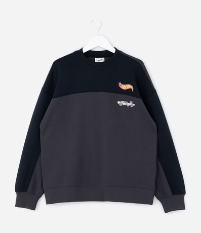 Suéter Infantil Boxy en Tech Fleece con Estampado Hot Wheels – Talle 4 a 12 años