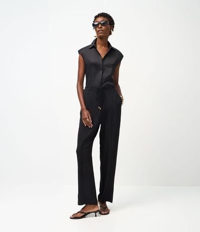 Pantalón Recto en Airflow con Cinturón Para Lazo