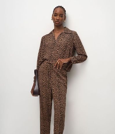 Pantalón Fluído Sastre en Crepé Animal Print 2