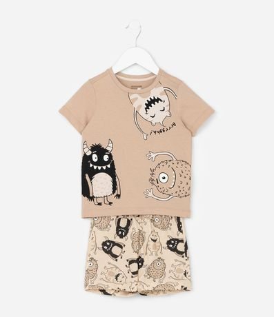 Pijama Corto Infantil con Estampa de Monstros - Talle 2 a 6 años