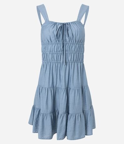 Vestido Evasê Corto con Lazo y Babados 6