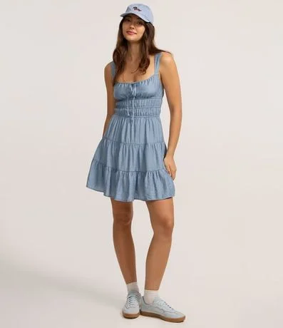 Vestido Evasê Corto con Lazo y Babados 2