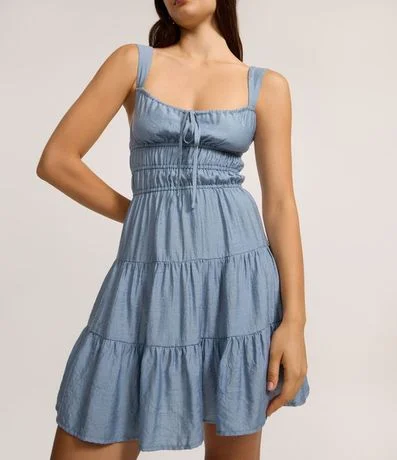 Vestido Evasê Corto con Lazo y Babados 3