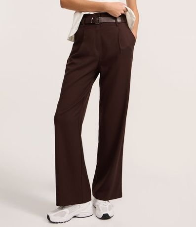 Pantalón Recto en Sastrería con Cinturón Medio 3