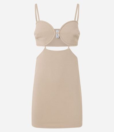 Vestido Corto en Crepé con Busto Pespontado y Recortes 7