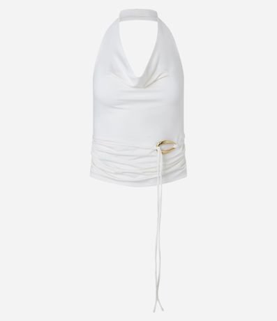 Blusa Frente Única con Escote Degagê y Lazo con Adornos 4