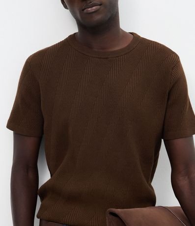 Remera Slim en Algodón con Textura y Manga Corta 3