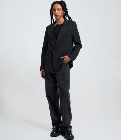 Blazer Largo Listrado con Riscas de Giz 2