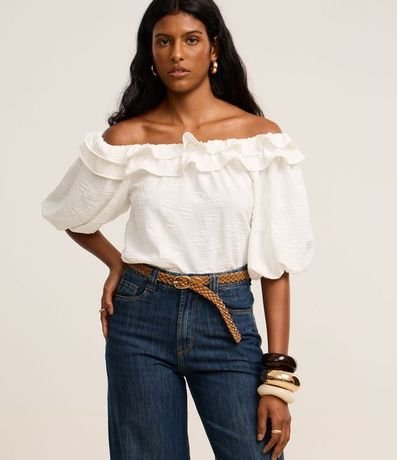 Blusa Texturizada Hombro a Hombro