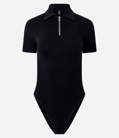 Body Seamless con Cuello Polo y Cremallera Delantera