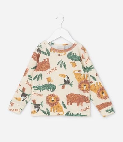 Pijama Infantil Largo en Rib con Estampa Animales - Talle 2 a 6 años 2