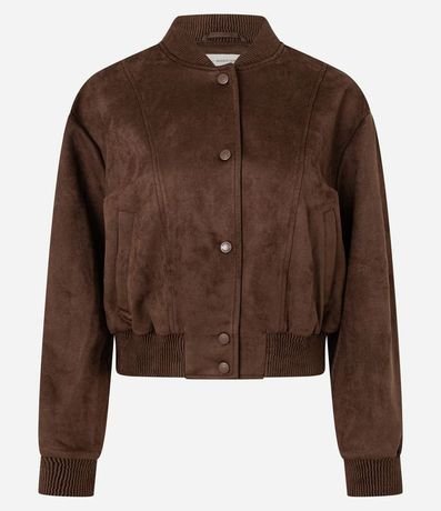 Campera Bomber en Gamuza con Bajo Ayustadas y Recortes 6