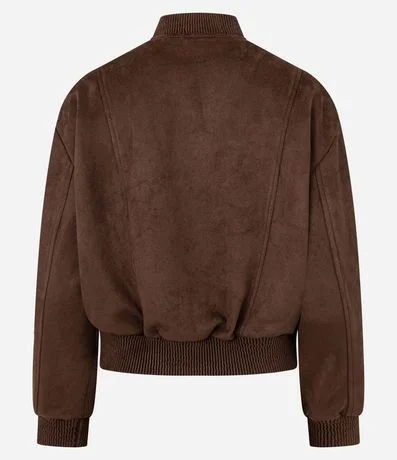 Campera Bomber en Gamuza con Bajo Ayustadas y Recortes 8