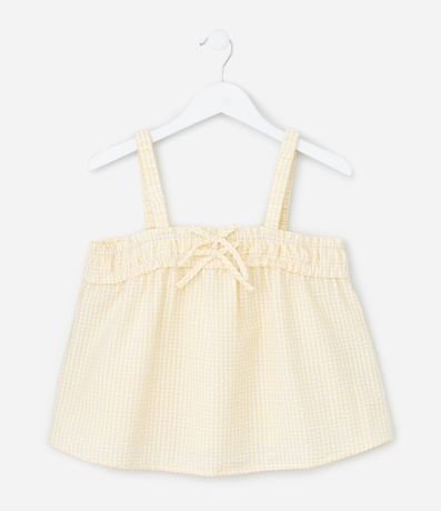Blusa Infantil en Tricolina con Estampa de Cuadros Vichy y Lacitos - Talle 5 a 14 años