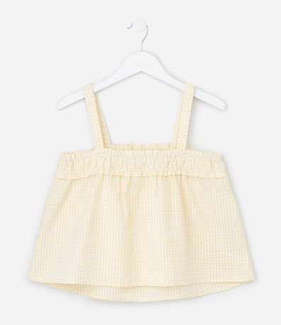 Blusa Infantil en Tricolina con Estampa de Cuadros Vichy y Lacitos - Talle 5 a 14 años 2