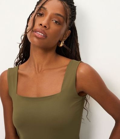 Blusa en Poliamida con Escote Cuadrado