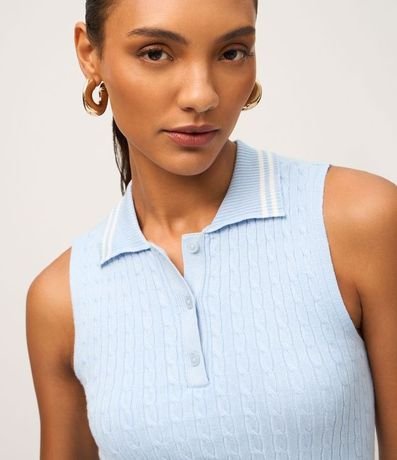 Blusa Manga Corta con Cuello Polo en Punto