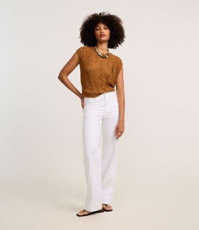 Pantalón recto Comfort Cintura Alta en Sarga