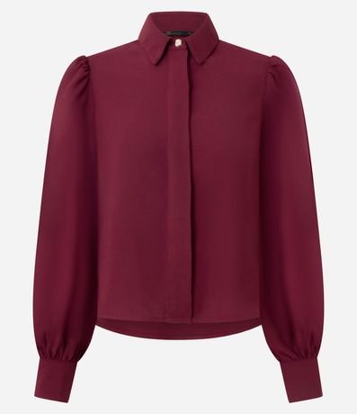 Camisa en Crepé con Botón Diferenciado y Manga Abullonada 6