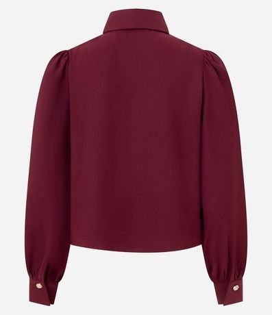 Camisa en Crepé con Botón Diferenciado y Manga Abullonada 2