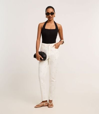 Pantalón Mom Comfort en Sarga con Brillo