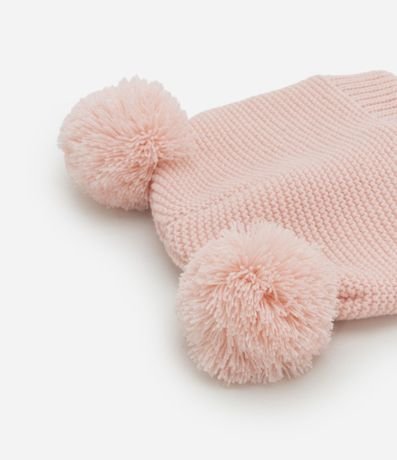 Gorro Infantil en Efecto Punto con Pompón y Cuerditas - Talle RN a 12 Meses 2