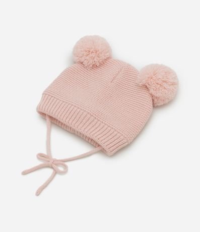 Gorro Infantil en Efecto Punto con Pompón y Cuerditas - Talle RN a 12 Meses 3