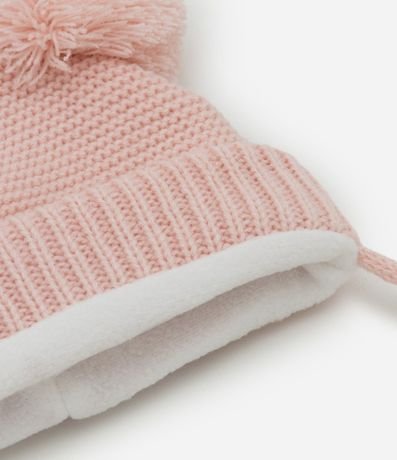 Gorro Infantil en Efecto Punto con Pompón y Cuerditas - Talle RN a 12 Meses 5