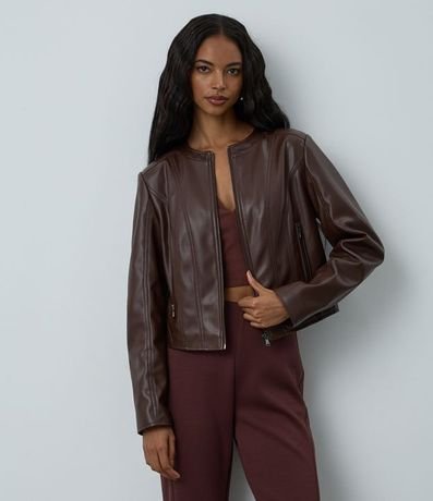 Campera Básica en Pu con Cierre Track