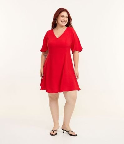Vestido Corto en Crepé con Escote V Curve & Plus Size