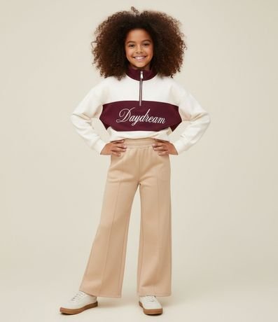 Pantalón Infantil Wide Leg en Algodón Liso Sin Felpa - Talle 5 A 14 años