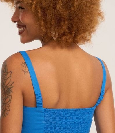 Blusa Cropped en Viscolino con Adornos en los Breteles y Lastex 4