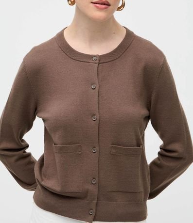 Cardigan en Punto con Cuello Redondo y Bolsillos Delanteros 4