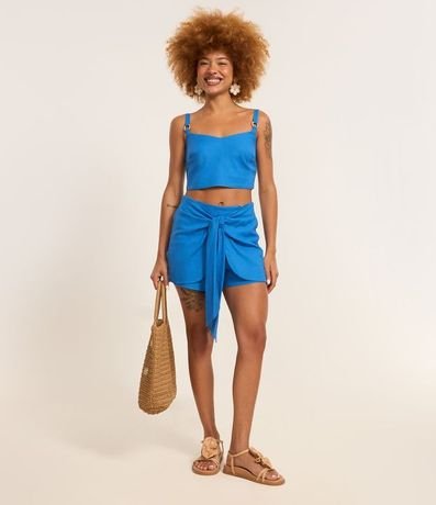 Short Pollera en Viscolino con Lazo Delantero