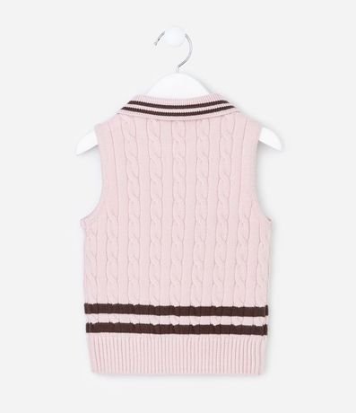Chaleco Infantil en Punto con Cuello Polo y Trama Trenzada – Talle 5 a 14 años 2