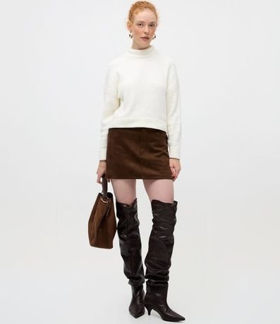 Suéter Oversized en Punto Texturizado con Cuello Alto 2