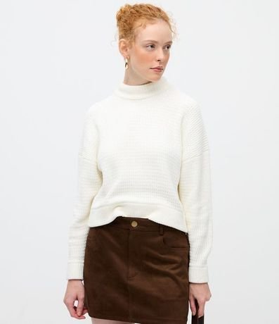 Suéter Oversized en Punto Texturizado con Cuello Alto 3