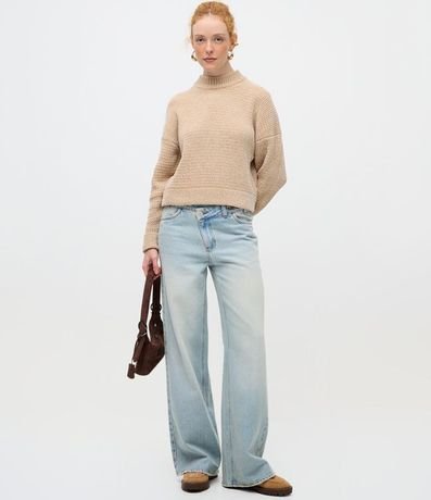 Suéter Oversized en Punto Texturizado con Cuello Alto 2
