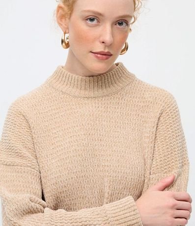 Suéter Oversized en Punto Texturizado con Cuello Alto 3